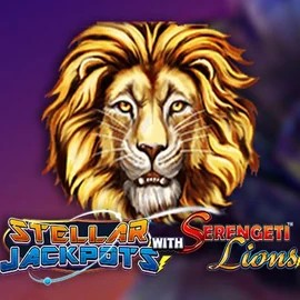 Stellar Jackpots with Serengeti Lions slot logo by Lightning Box Game at Mega Bingo